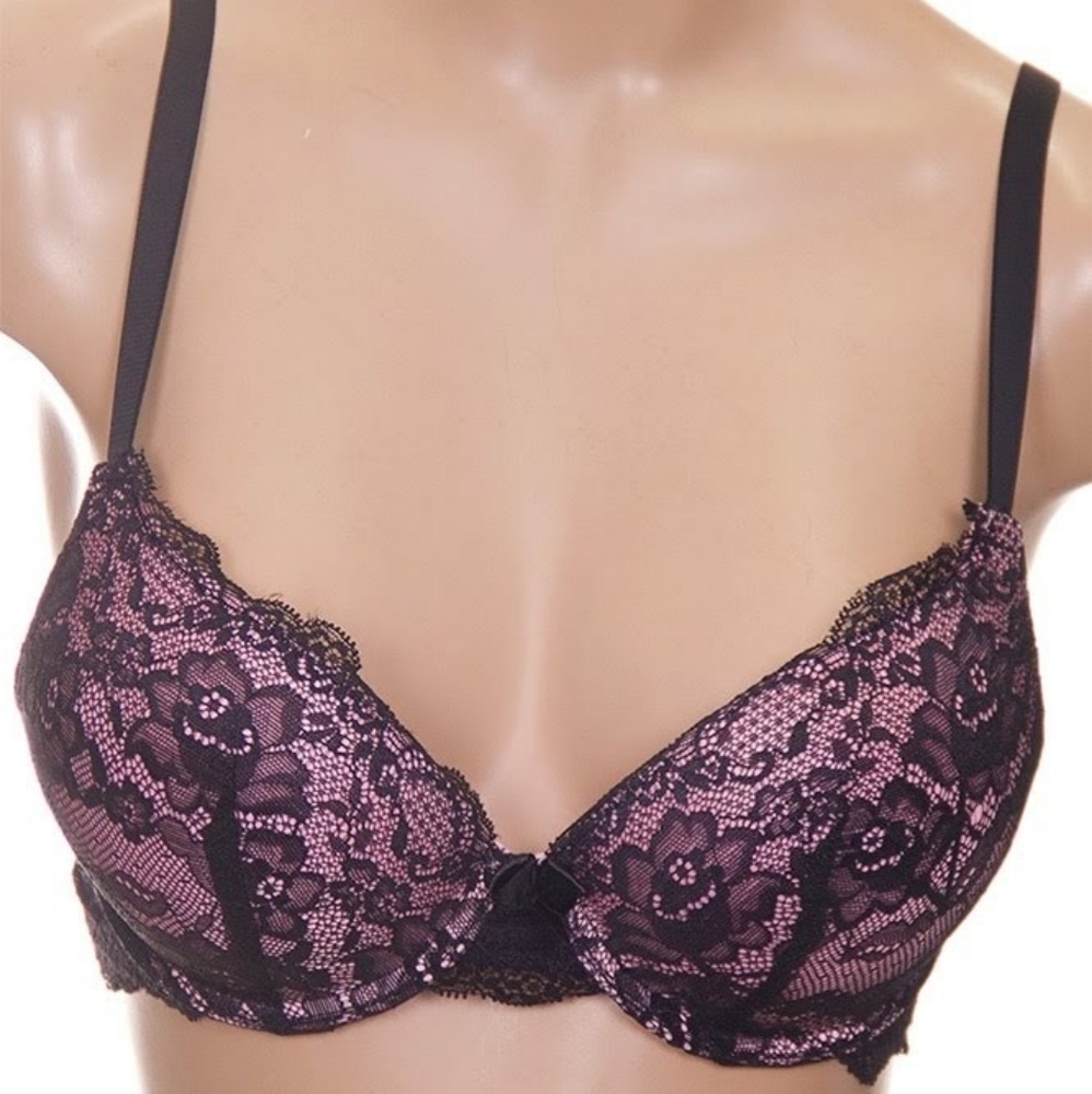 Lace Overlay Push Up Bra 38C left